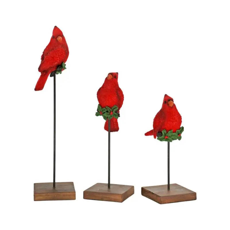 Set of 3 Cardinals on Stands