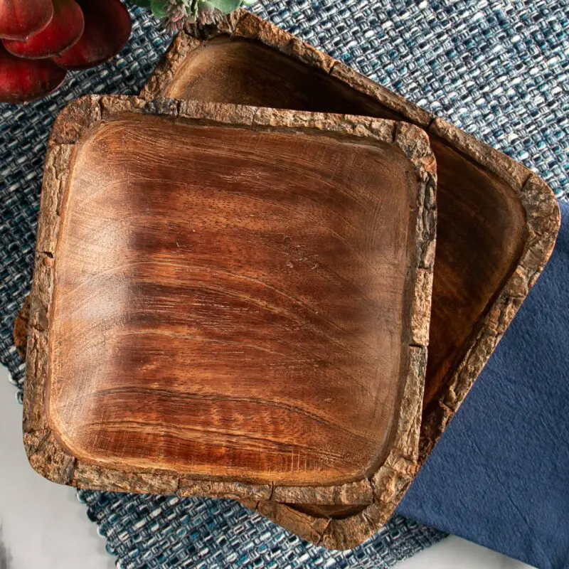 Rustic Farmhouse Wood Charcuterie Cheeseboard Bowl