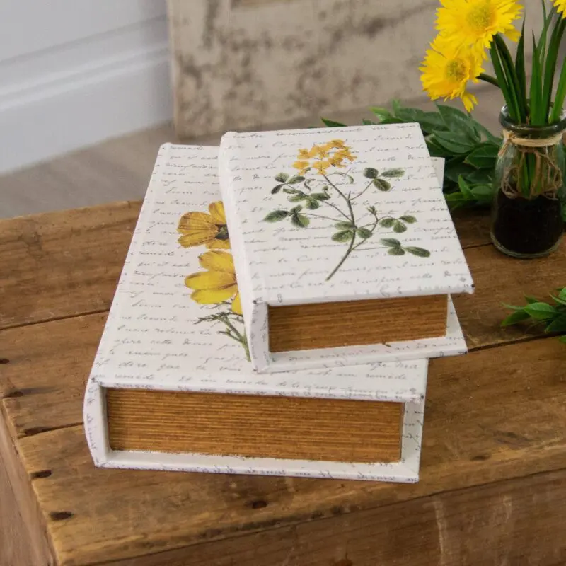 Yellow Flowers Nested Book Boxes (Set Of 02)