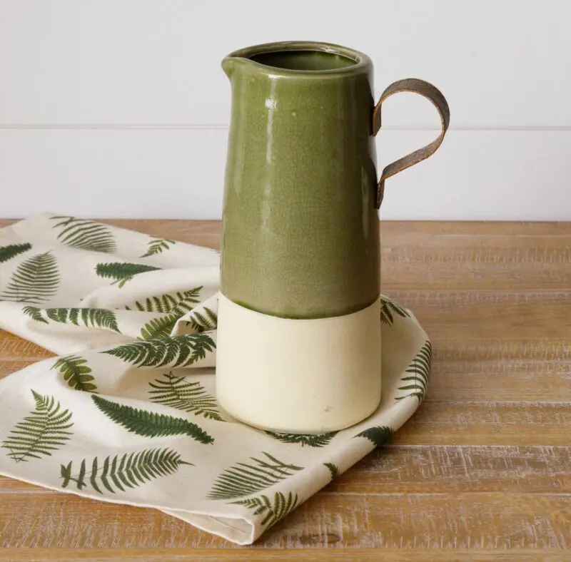 Pitcher - Green Crackle With Metal Handle (PC)