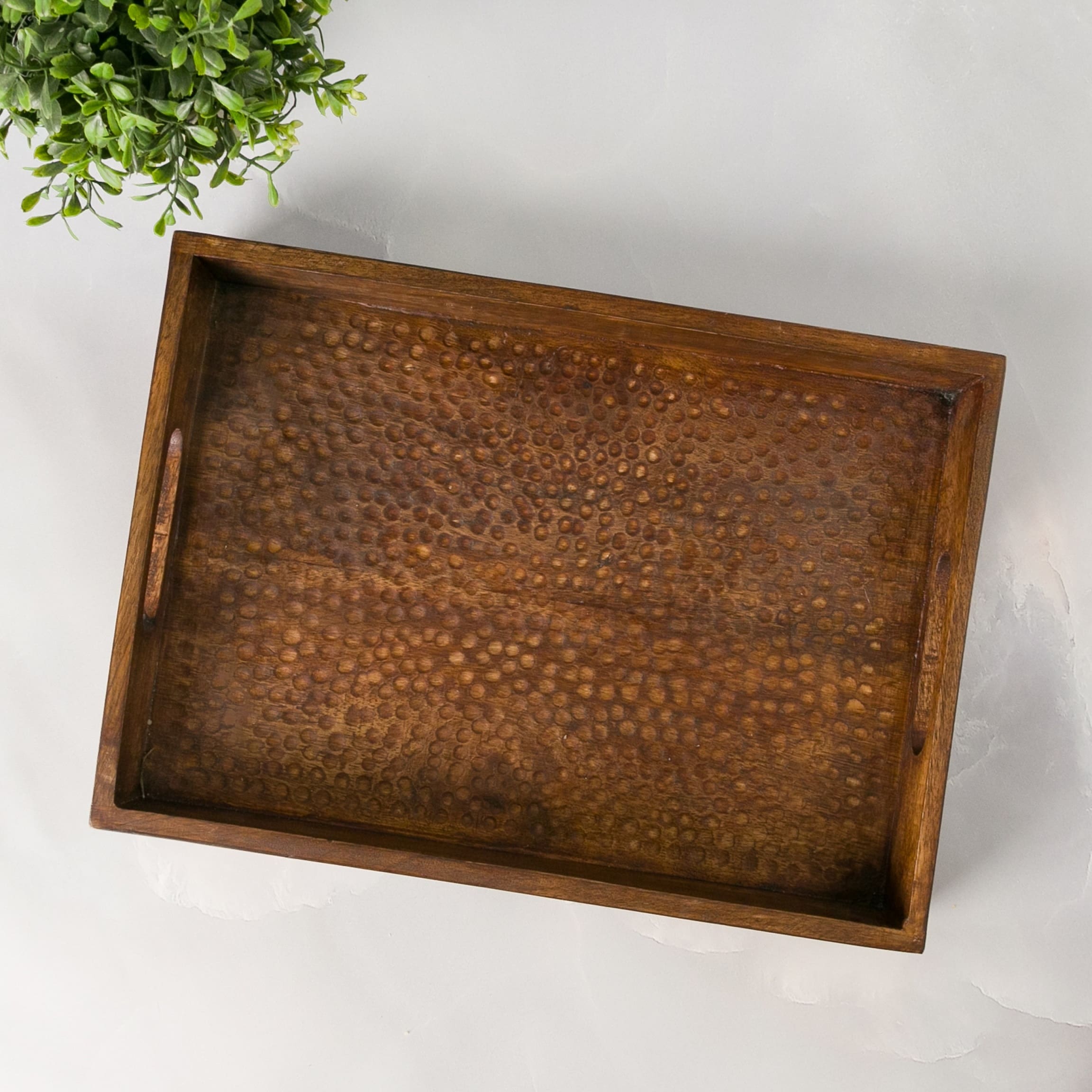 Featured image for “Farmhouse Hammered Wood Charcuterie Serving Tray Natural”